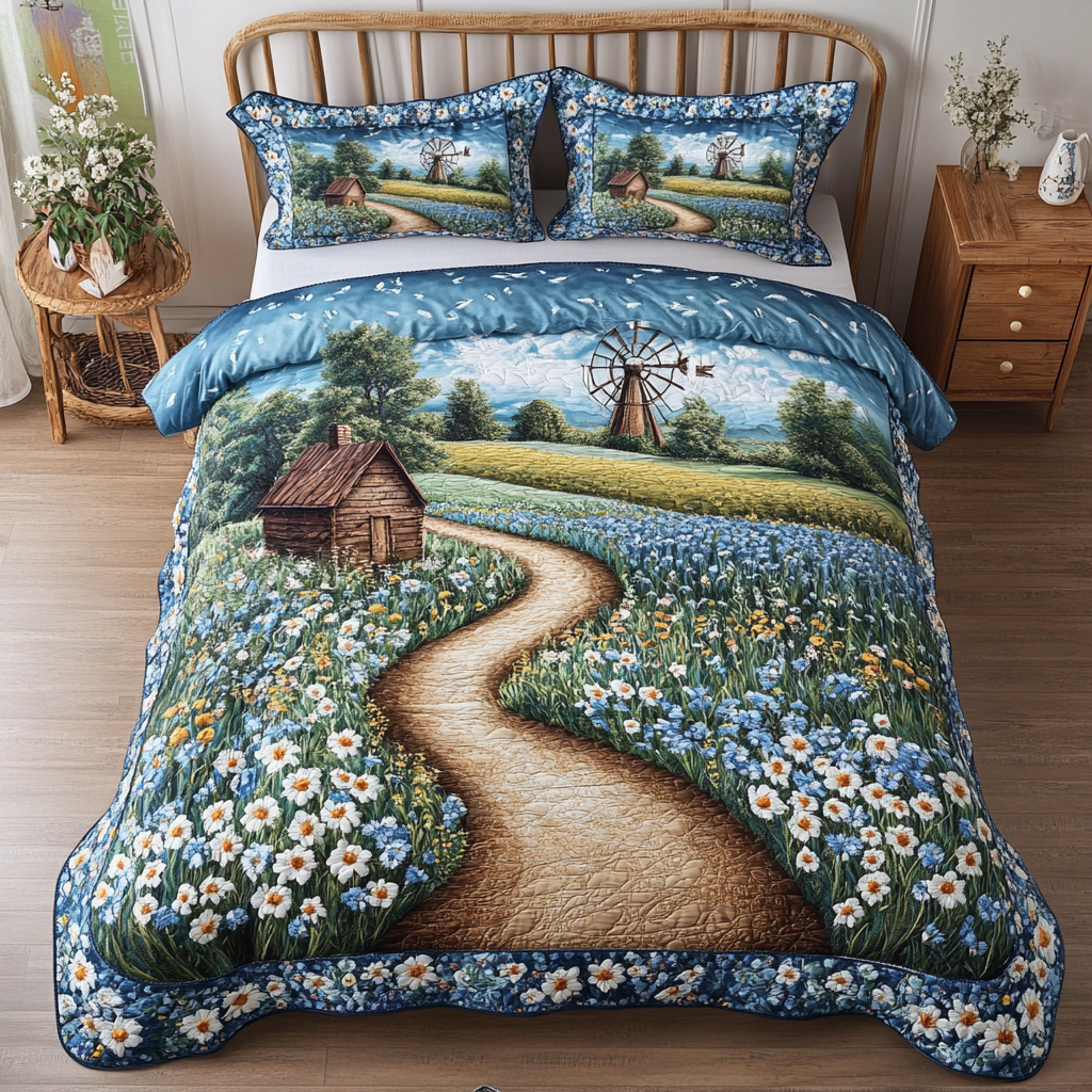 Country Road Quilted Bedding Set Duvet Cover Bed Sheet Set Flower Daisy Inspired Gifts Country Road Quilted Bedding Set Duvet Cover Bed Sheet Set Flower Daisy Inspired Gifts