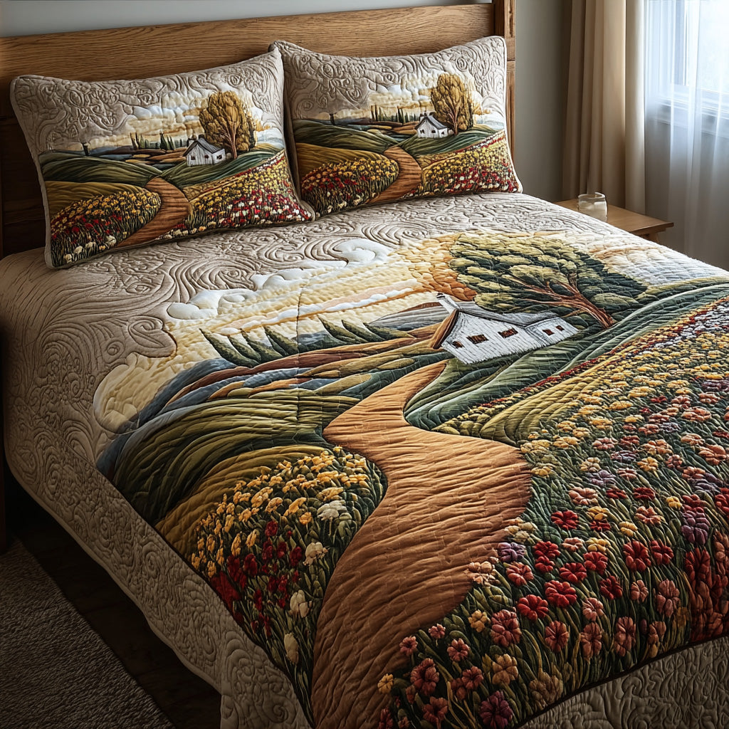 Country Sunlight Quilted Bedding Set Duvet Cover Bed Sheet Set Ideas For Christmas Family Gift Exchange Country Sunlight Quilted Bedding Set Duvet Cover Bed Sheet Set Ideas For Christmas Family Gift Exchange