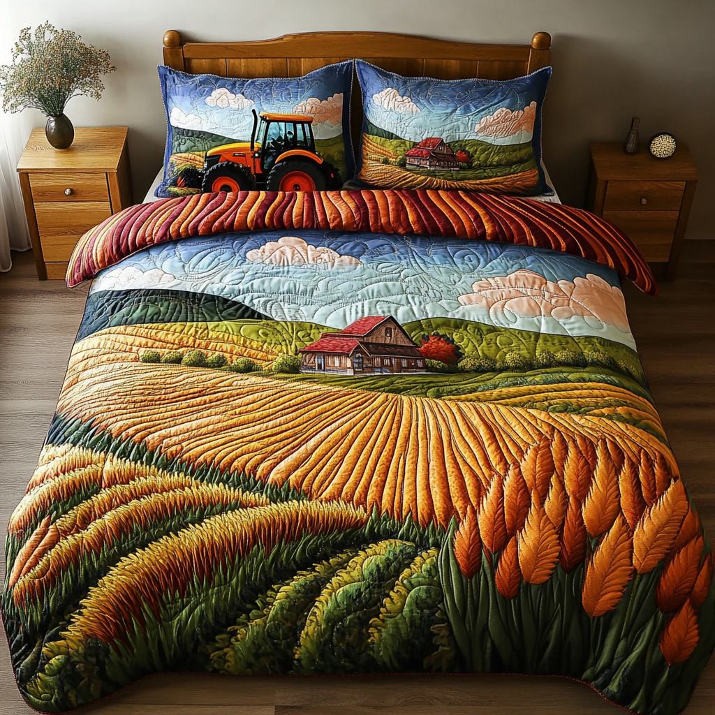 Countryside Charm Quilted Bedding Set Duvet Cover Bedspread Best Gifts For Farmer Countryside Charm Quilted Bedding Set Duvet Cover Bedspread Best Gifts For Farmer