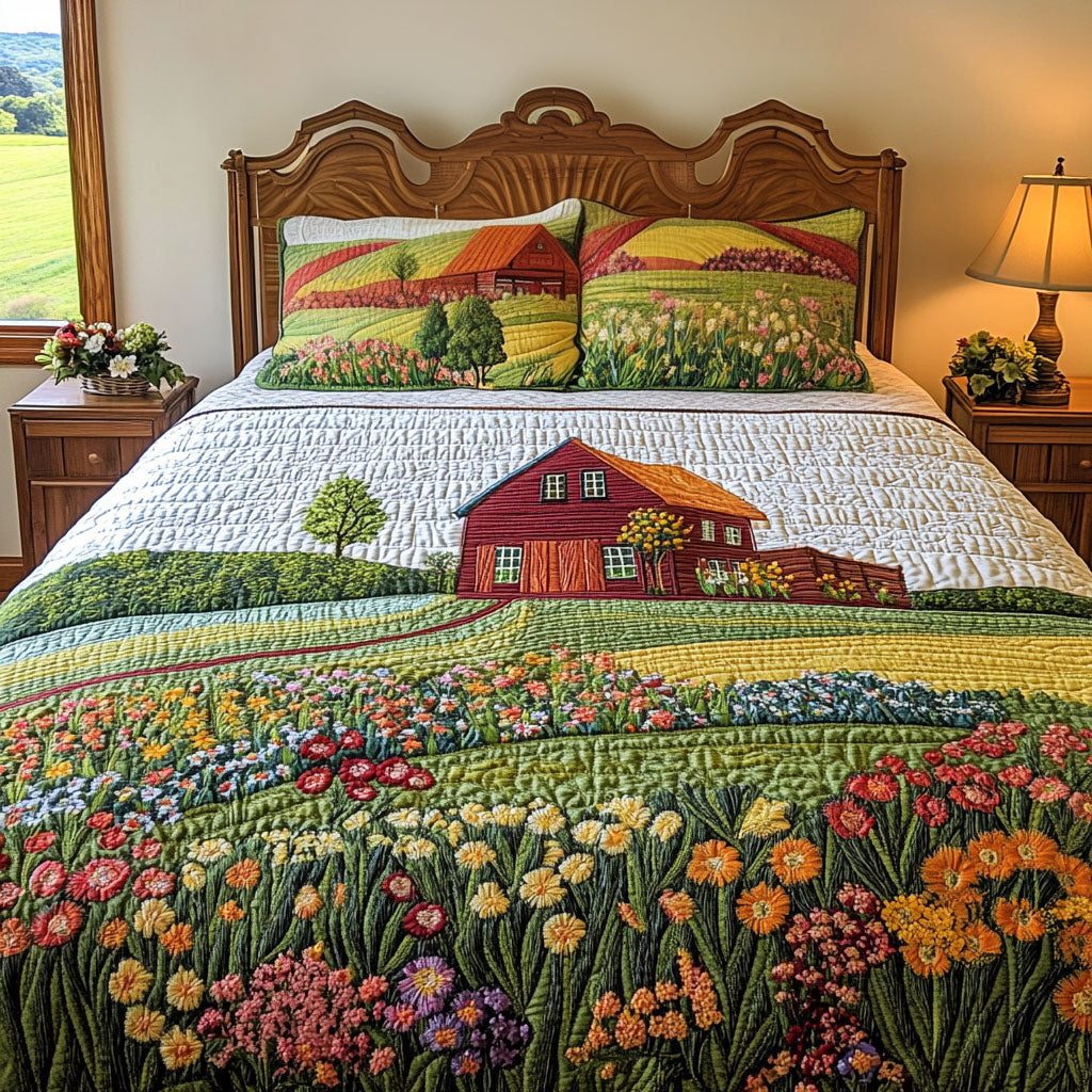 Countryside Peace Quilted Bedding Set Duvet Cover Bedspread Presents For Tractor Lovers Countryside Peace Quilted Bedding Set Duvet Cover Bedspread Presents For Tractor Lovers