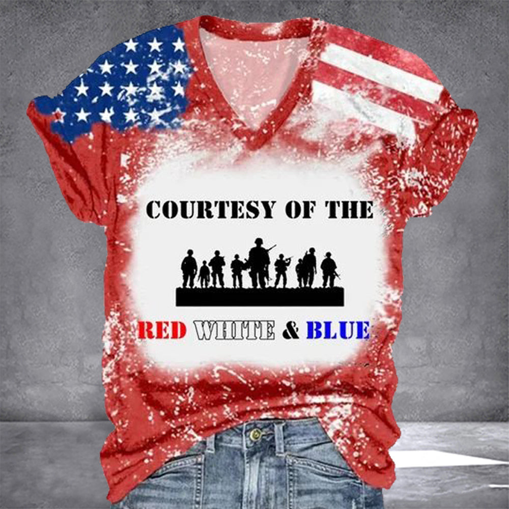Courtesy Of The Red White And Blue V-Neck Shirt Patriotic Womens Shirt Gifts For Ladies Courtesy Of The Red White And Blue V-Neck Shirt Patriotic Womens Shirt Gifts For Ladies