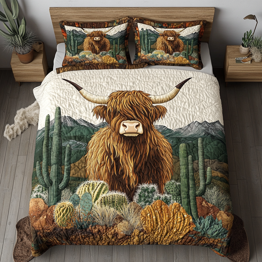 Cow Country Quilted Bedding Set Duvet Cover Bedspread Highland Cow Gifts For Women Cow Country Quilted Bedding Set Duvet Cover Bedspread Highland Cow Gifts For Women