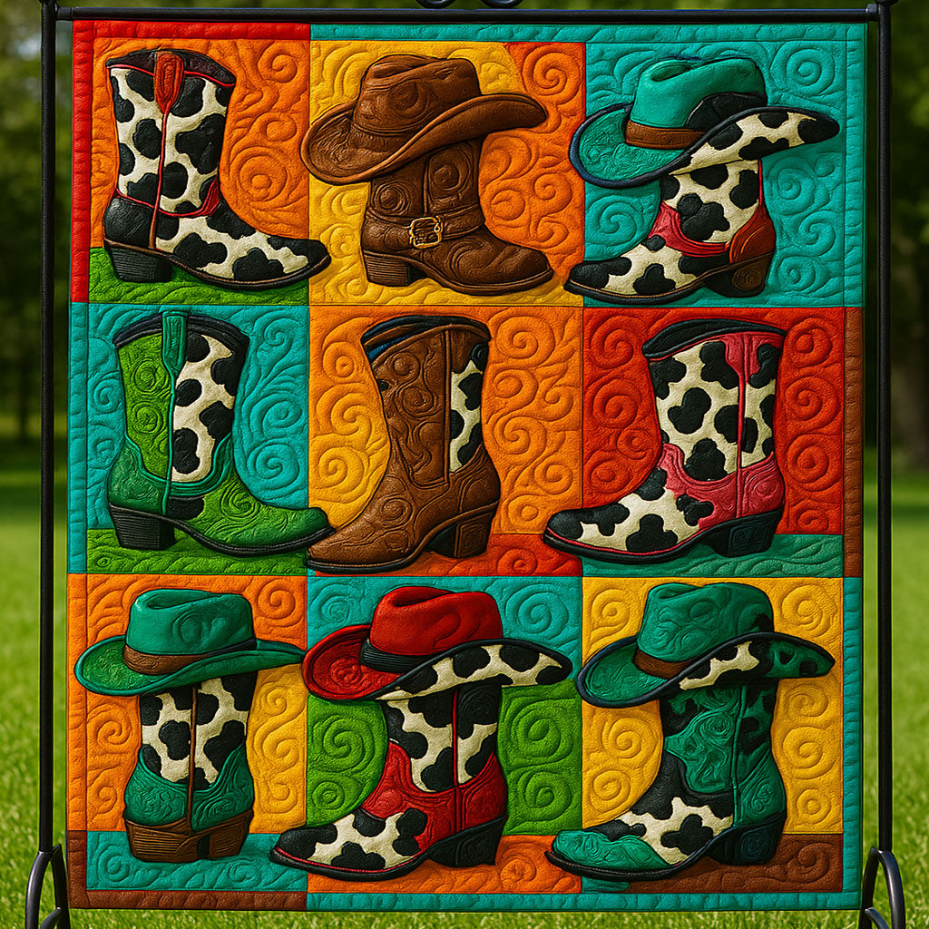 Cowboy Style Boots Quilted Blanket Cute Throw Blanket Cowgir Cowboy Theme Gifts Cowboy Style Boots Quilted Blanket Cute Throw Blanket Cowgir Cowboy Theme Gifts