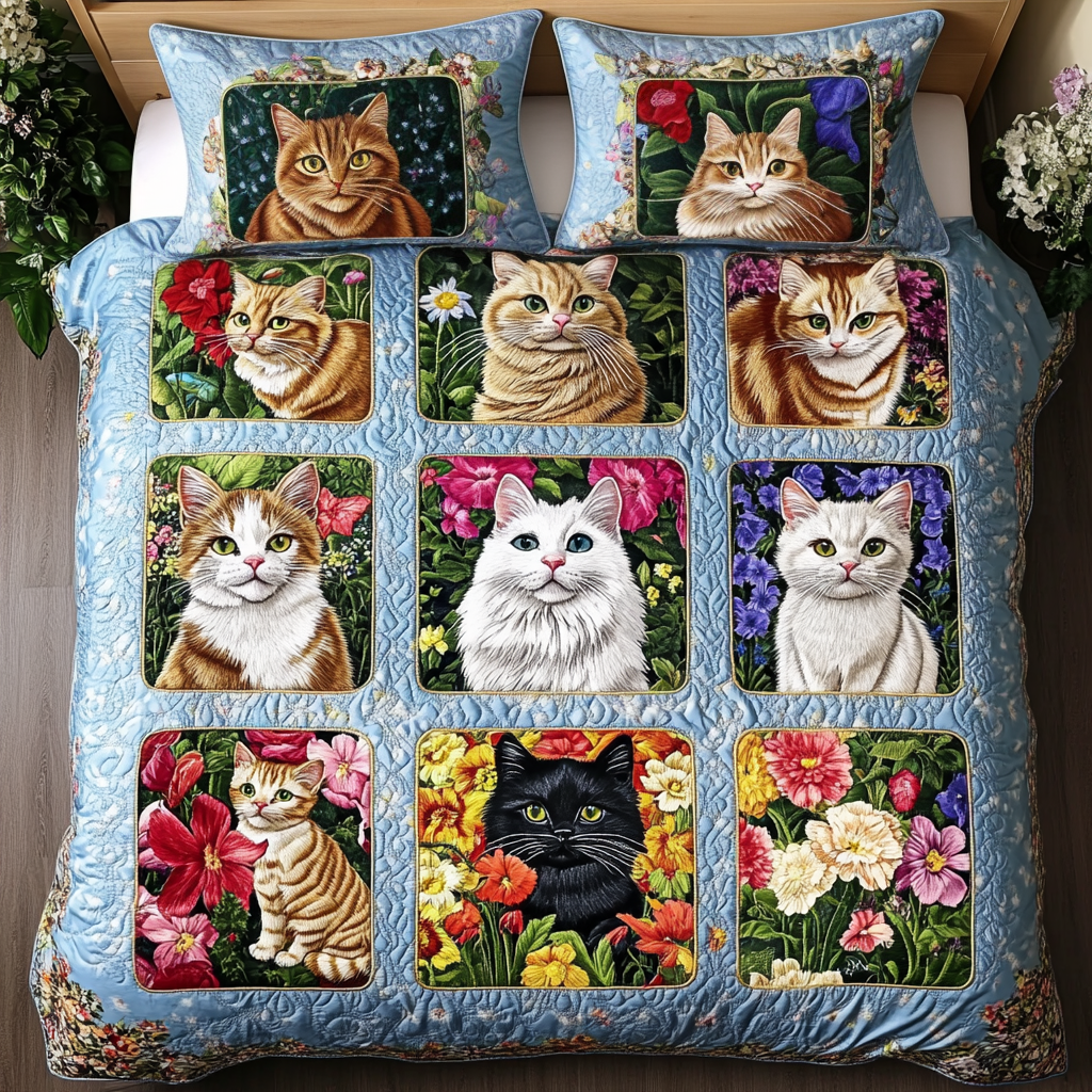 Cozy Cats Quilted Bedding Set Duvet Cover Bed Sheet Set Top Gifts For Cat Lovers Cozy Cats Quilted Bedding Set Duvet Cover Bed Sheet Set Top Gifts For Cat Lovers