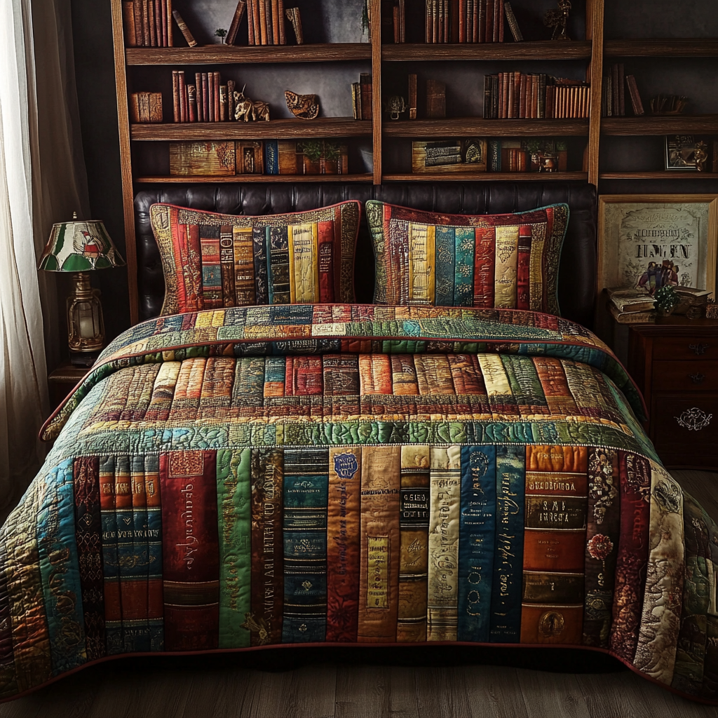 Cozy Chapters Quilted Bedding Set Duvet Cover Merch Book Presents For Best Friends