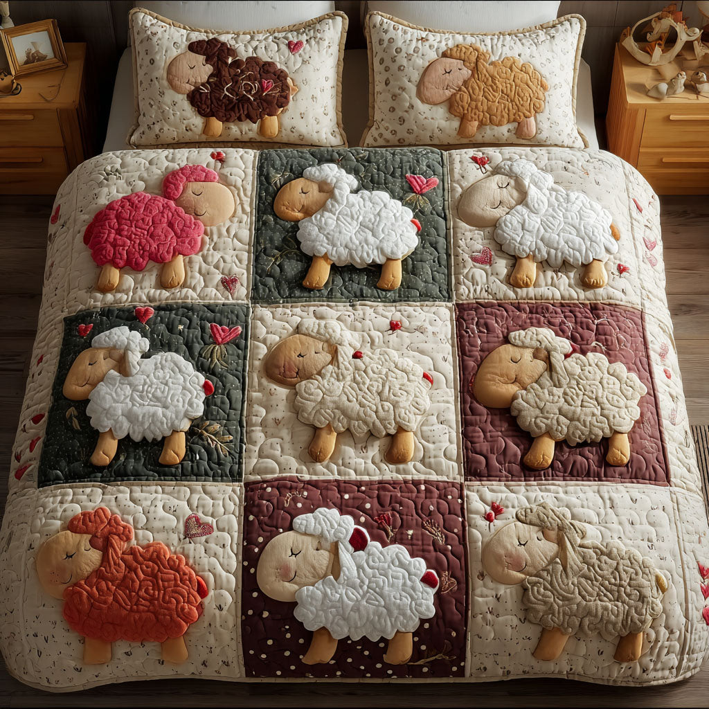 Cozy Pastures Quilted Bedding Set Duvet Cover Bed Sheet Set Novelty Sheep Gifts