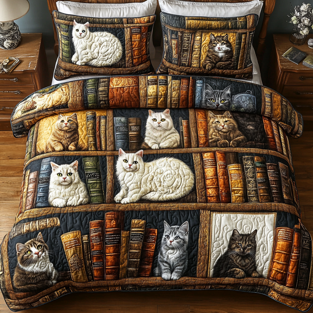 Cozy Paws Quilted Bedding Set Duvet Cover Bedspread Gift Ideas For Cat Lovers Cozy Paws Quilted Bedding Set Duvet Cover Bedspread Gift Ideas For Cat Lovers