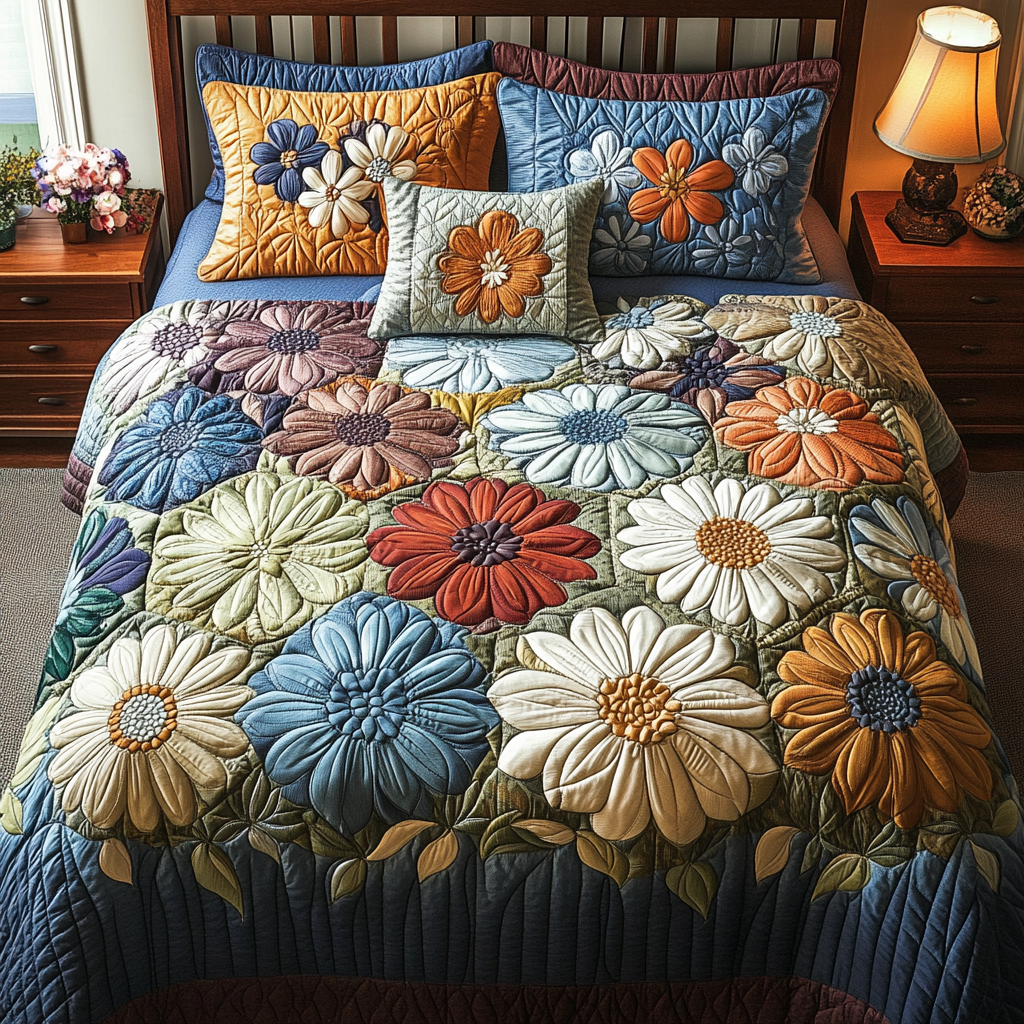 Cozy Petals Quilted Bedding Set Duvet Cover Bedspreads Daisy Related Gifts Cozy Petals Quilted Bedding Set Duvet Cover Bedspreads Daisy Related Gifts