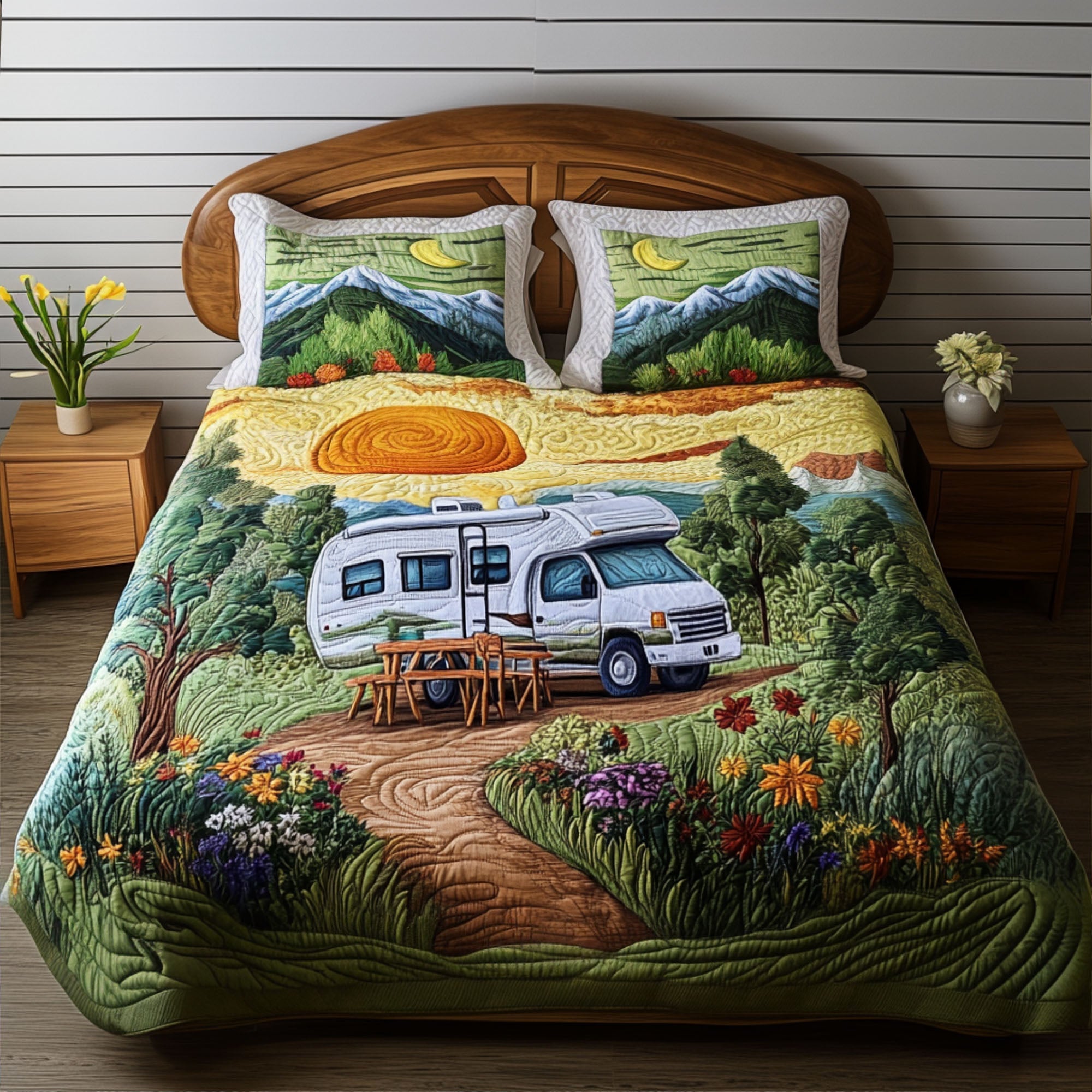 Cozy Road Haven Quilted Bedding Set Duvet Cover Bedspread Camping Gifts For Friends Cozy Road Haven Quilted Bedding Set Duvet Cover Bedspread Camping Gifts For Friends