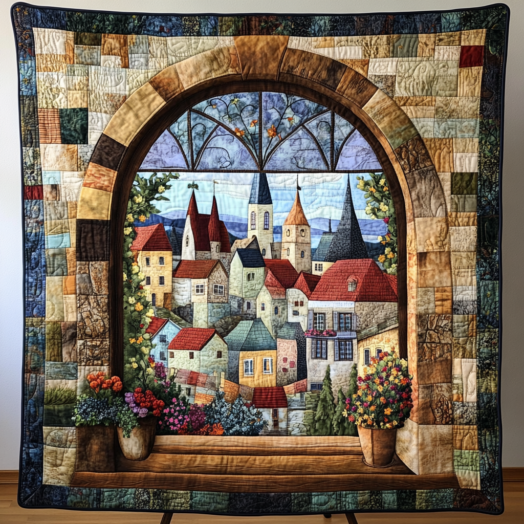 Cozy Village Quilted Blanket Cute Colorful Blanket Good Christmas Gifts For Wife Cozy Village Quilted Blanket Cute Colorful Blanket Good Christmas Gifts For Wife