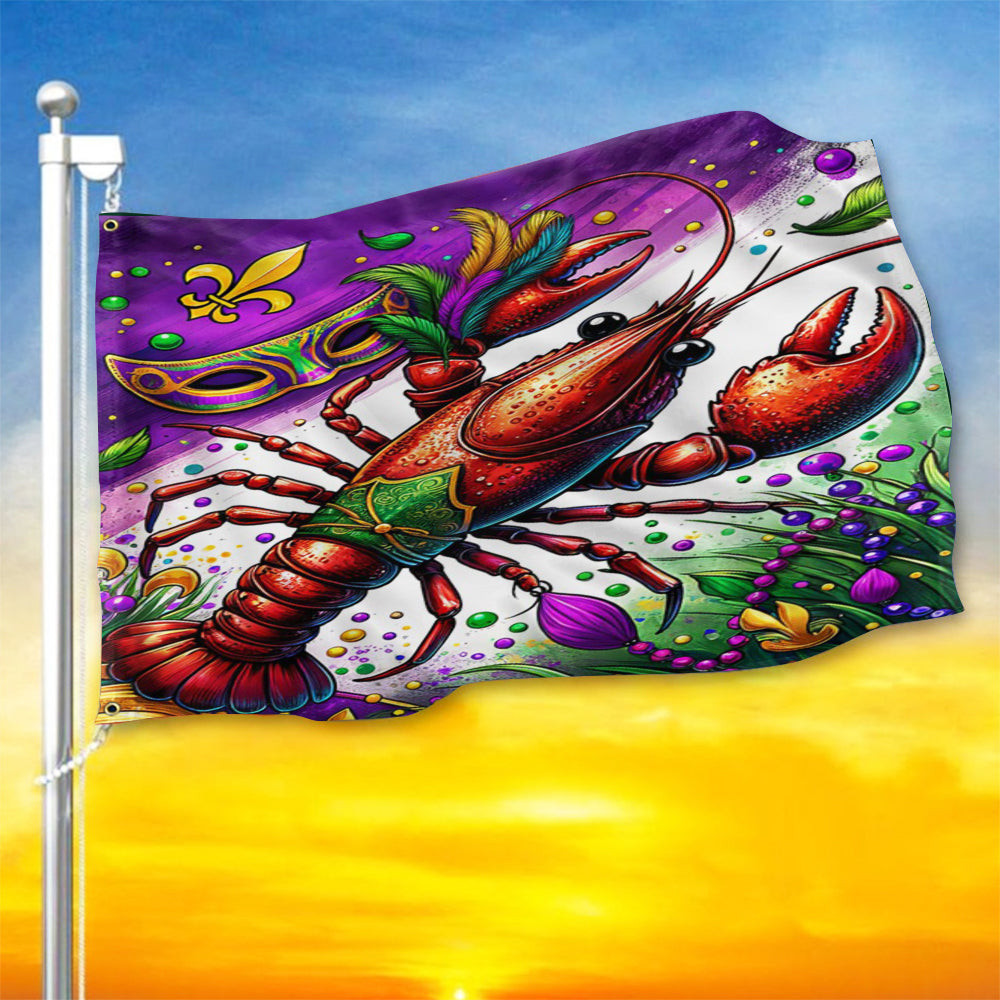 Crawfish Mardi Gras Flag Fat Tuesday Crawfish Flag Carnival Merch Mardi Gras Decor