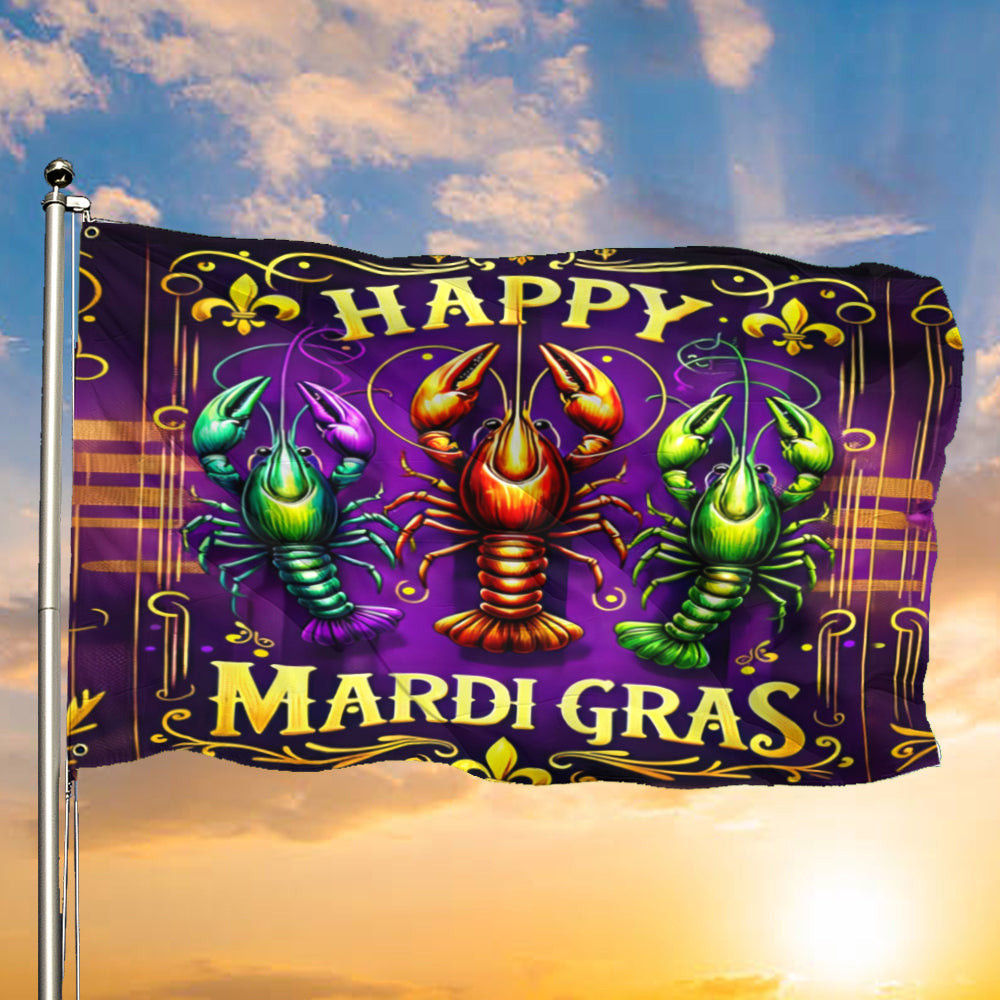 Crawfish Mardi Gras Flag Fat Tuesday Festival Flag Mardi Gras House Decorations Crawfish Mardi Gras Flag Fat Tuesday Festival Flag Mardi Gras House Decorations