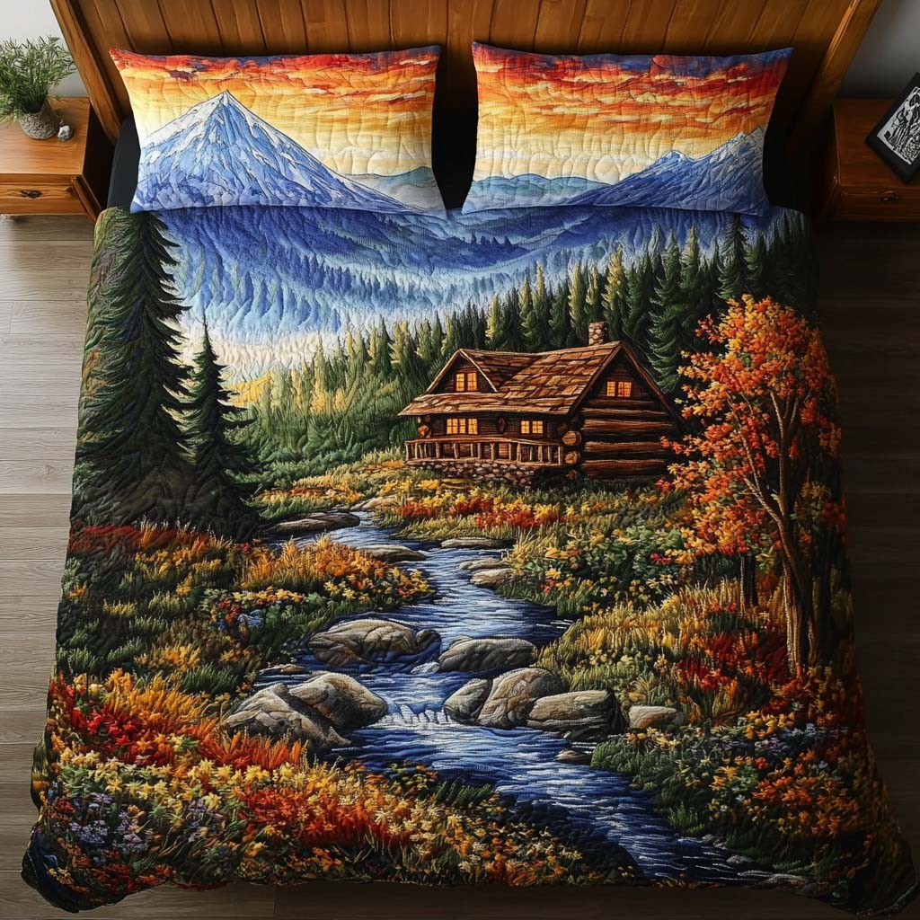 Creekside Retreat Quilted Bedding Set Duvet Cover Bedspreads Xmas Present For Uncle Creekside Retreat Quilted Bedding Set Duvet Cover Bedspreads Xmas Present For Uncle
