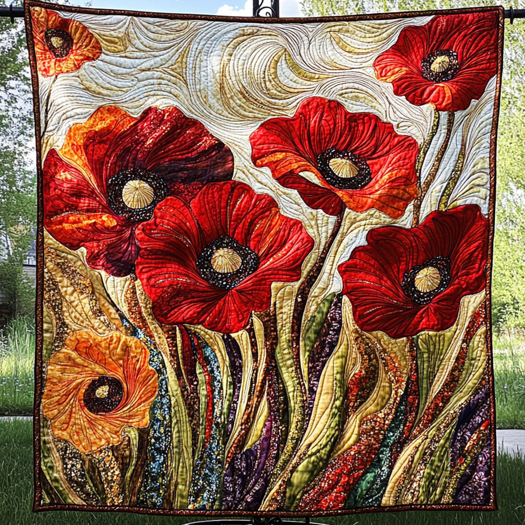 Crimson Dream Quilted Blanket Cute Throw Blanket Poppy Flower Gifts Crimson Dream Quilted Blanket Cute Throw Blanket Poppy Flower Gifts