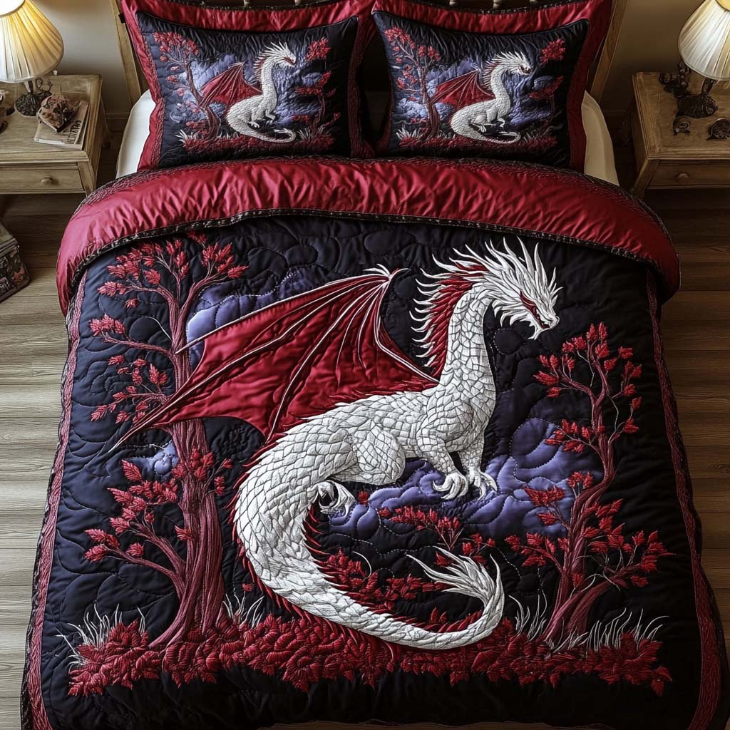Crimson Frost Quilted Bedding Set Duvet Cover Bed Sheet Set Best Dragon Christmas Gifts Crimson Frost Quilted Bedding Set Duvet Cover Bed Sheet Set Best Dragon Christmas Gifts