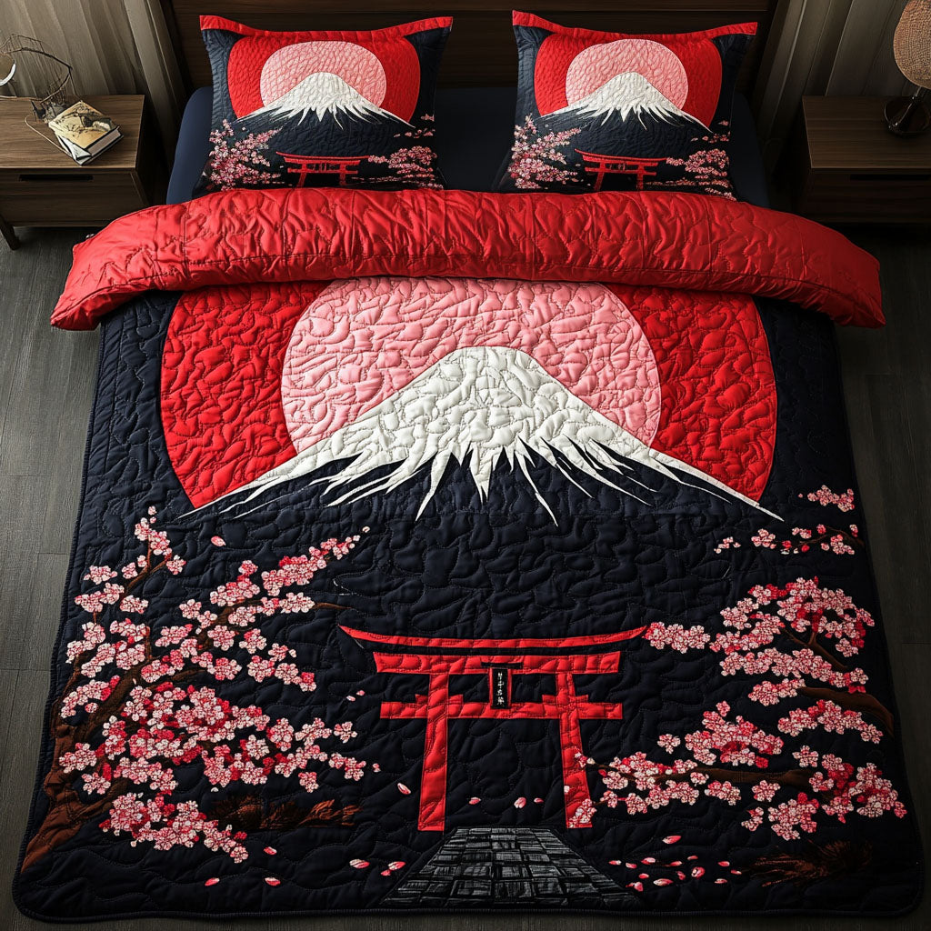 Crimson Sunrise Quilted Bedding Set Duvet Cover Bed Sheet Set Fuji Mountain Japanese Gifts Crimson Sunrise Quilted Bedding Set Duvet Cover Bed Sheet Set Fuji Mountain Japanese Gifts