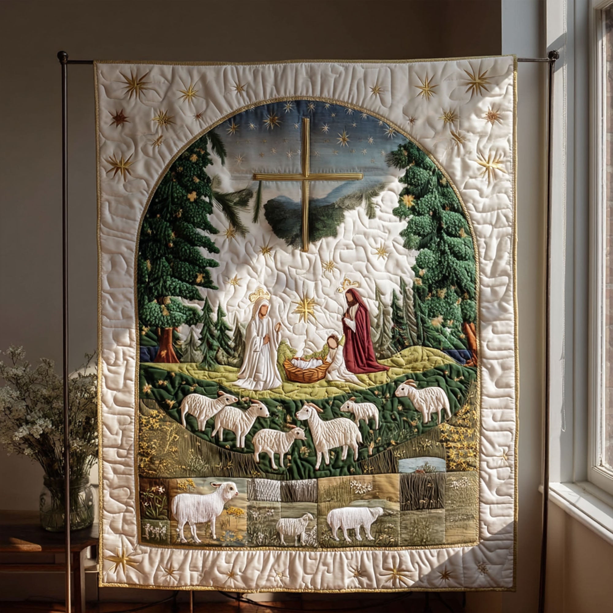 Cross of Life Quilted Blanket Nice Throw Blanket Christian Religious Gifts Cross of Life Quilted Blanket Nice Throw Blanket Christian Religious Gifts