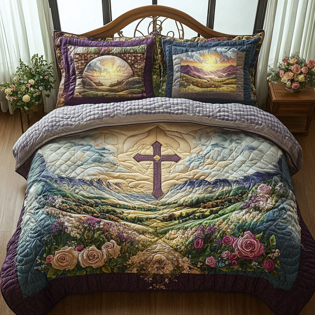 Cross of Light and Love Quilted Bedding Set Duvet Cover Bed Sheet Set Faith Based Gifts For Him Cross of Light and Love Quilted Bedding Set Duvet Cover Bed Sheet Set Faith Based Gifts For Him
