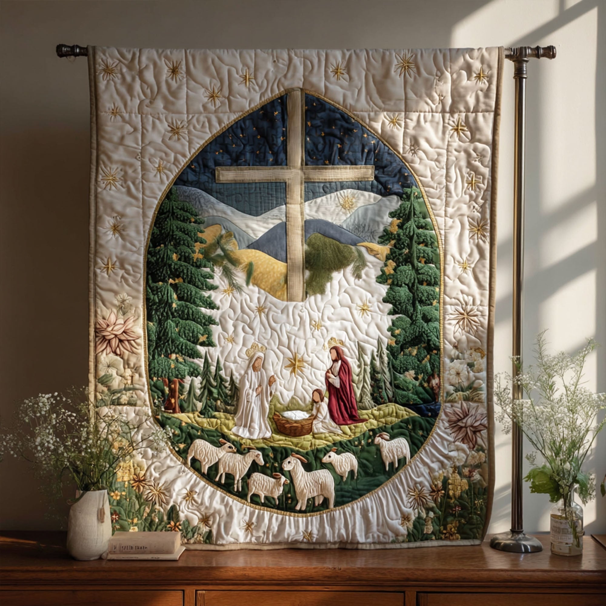 Cross of Love Quilted Blanket Nice Throw Blanket Thoughtful Christmas Gifts For Wife