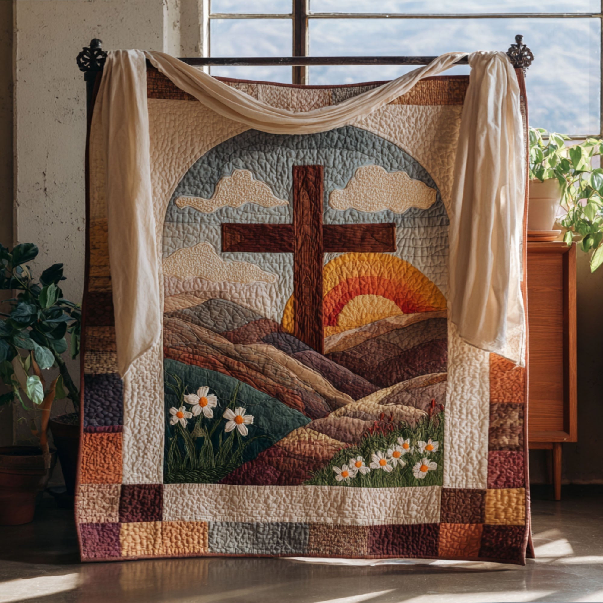 Cross of Salvation Quilted Blanket Nice Throw Blanket Bible Gift Of Faith Christmas