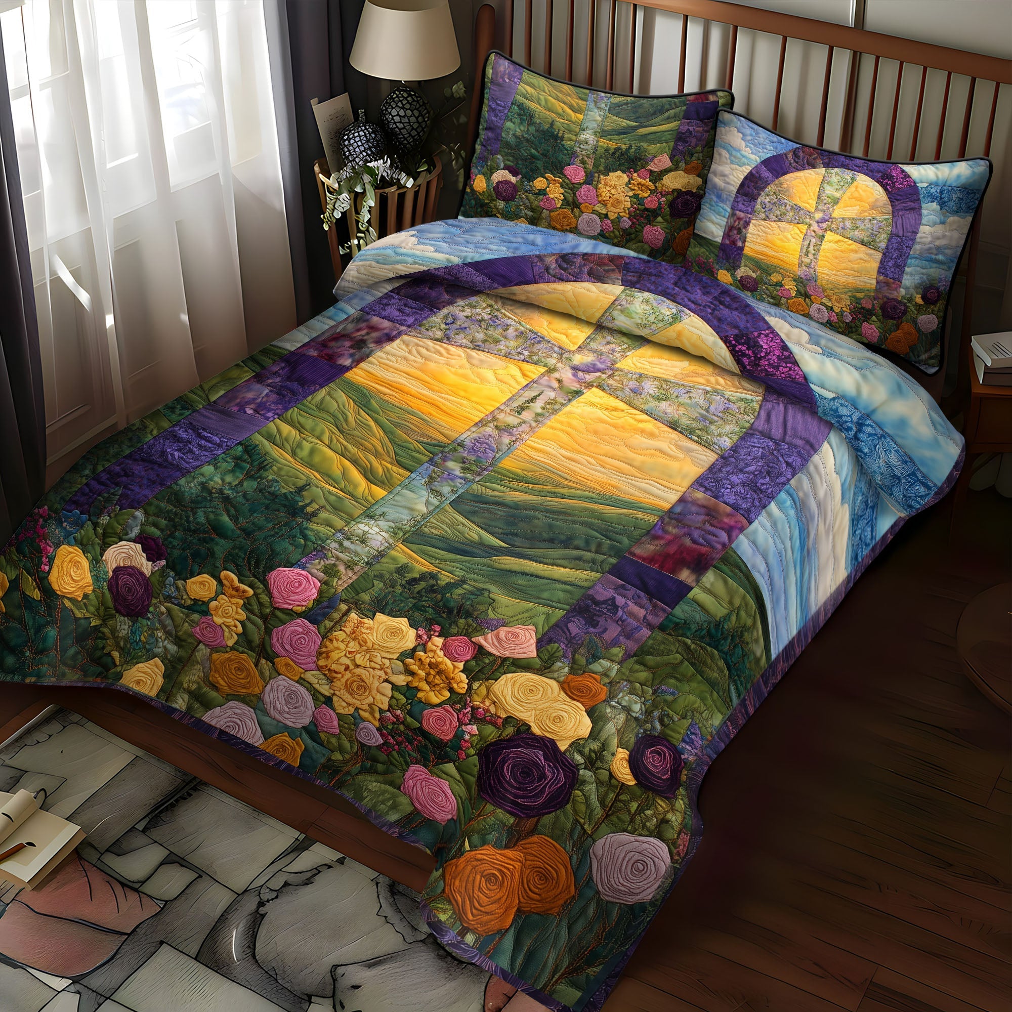 Cross of the Lord Quilted Bedding Set Duvet Cover Bed Sheet Set Faith Based Easter Gifts Cross of the Lord Quilted Bedding Set Duvet Cover Bed Sheet Set Faith Based Easter Gifts