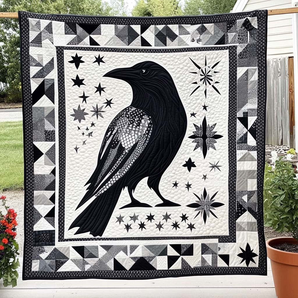 Crow Moon Whisper Quilted Blanket Nice Throw Blanket Raven Gift Ideas Crow Crow Moon Whisper Quilted Blanket Nice Throw Blanket Raven Gift Ideas Crow