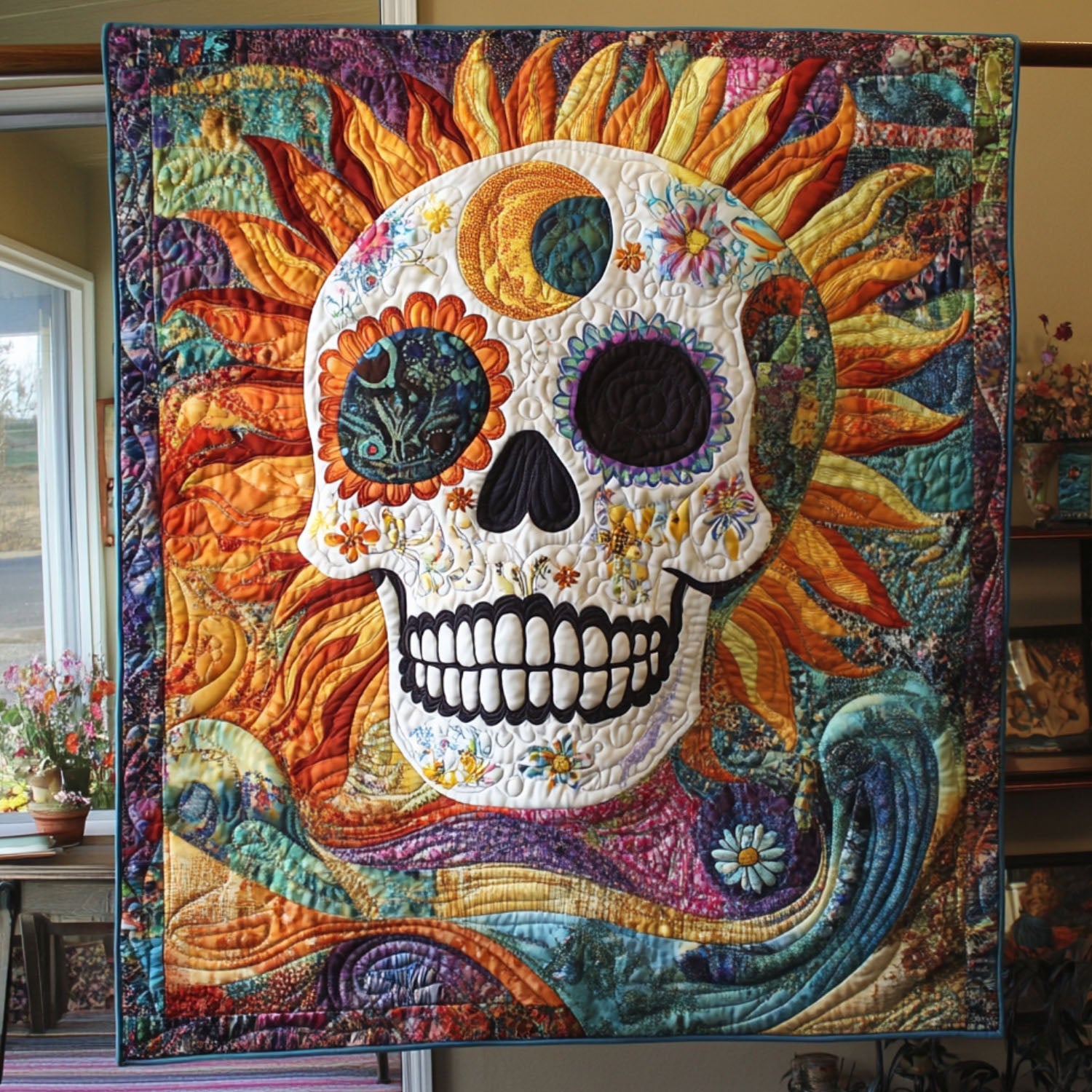 Crypt Keeper Quilted Blanket Cute Colorful Blanket Sugar Skull Gifts For Women Crypt Keeper Quilted Blanket Cute Colorful Blanket Sugar Skull Gifts For Women