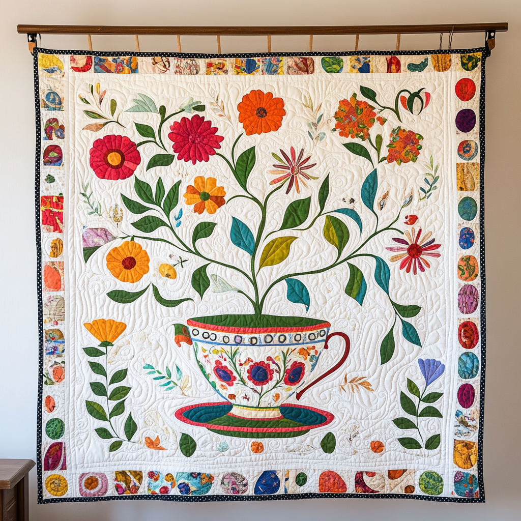 Cup Blossom Quilted Blanket Sofa Throw Blanket Gifts For Bird Enthusiasts