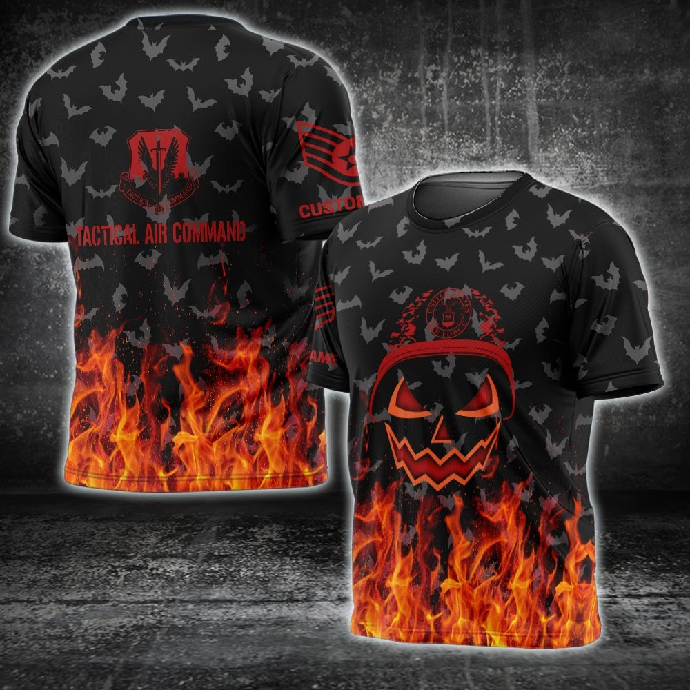 Custom Air Force Command Shirt Tactical Air Command Military T-Shirt Fire Skulls And Bats Custom Air Force Command Shirt Tactical Air Command Military T-Shirt Fire Skulls And Bats