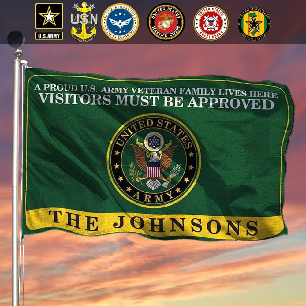 Custom Army Veteran Lives Here Flag Patriotic Proud Served US Army Veteran Home Decor Custom Army Veteran Lives Here Flag Patriotic Proud Served US Army Veteran Home Decor