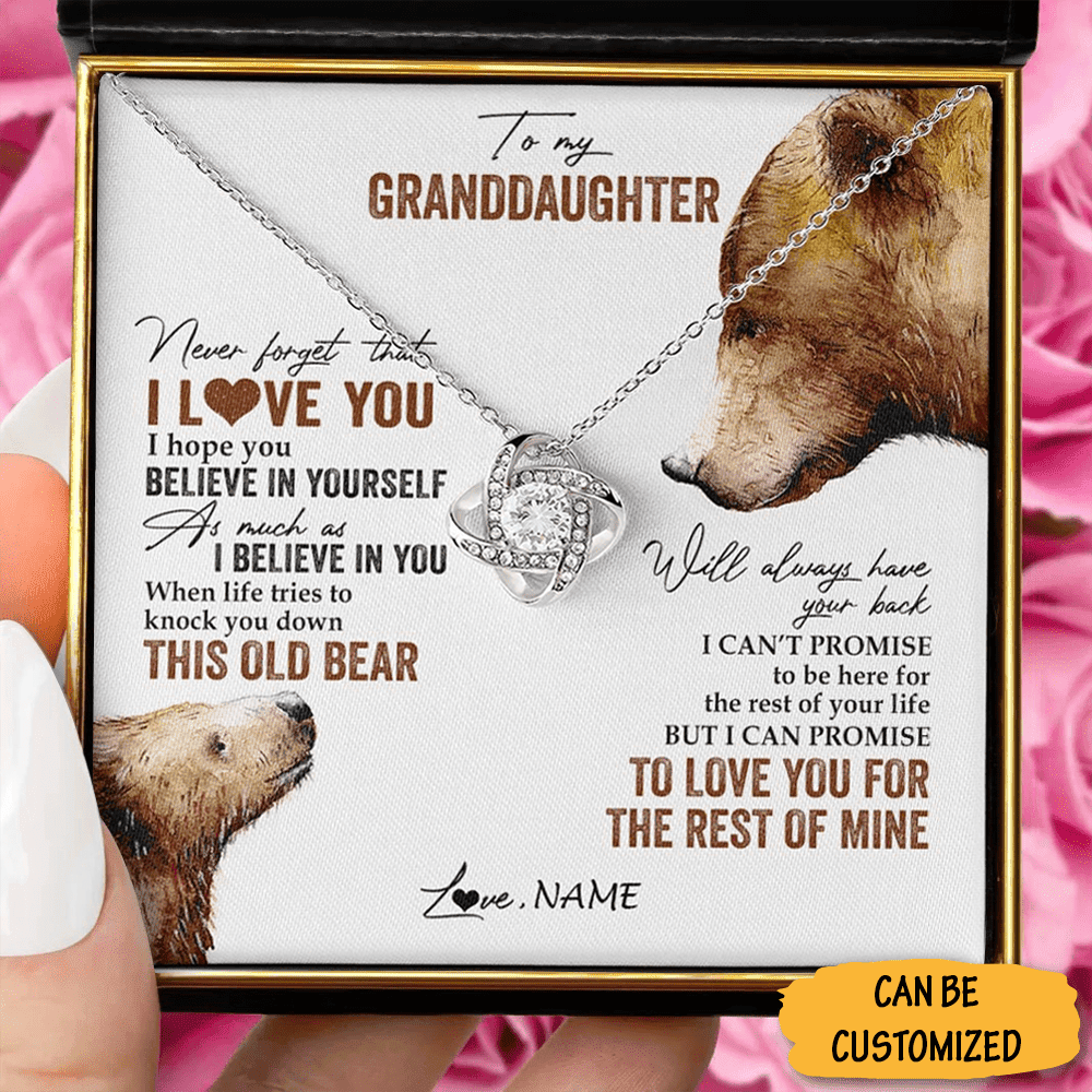 Custom Bear To My Granddaughter Necklace Love Knot Necklace Graduation Gifts For Granddaughter From Grandparents Custom Bear To My Granddaughter Necklace Love Knot Necklace Graduation Gifts For Granddaughter From Grandparents