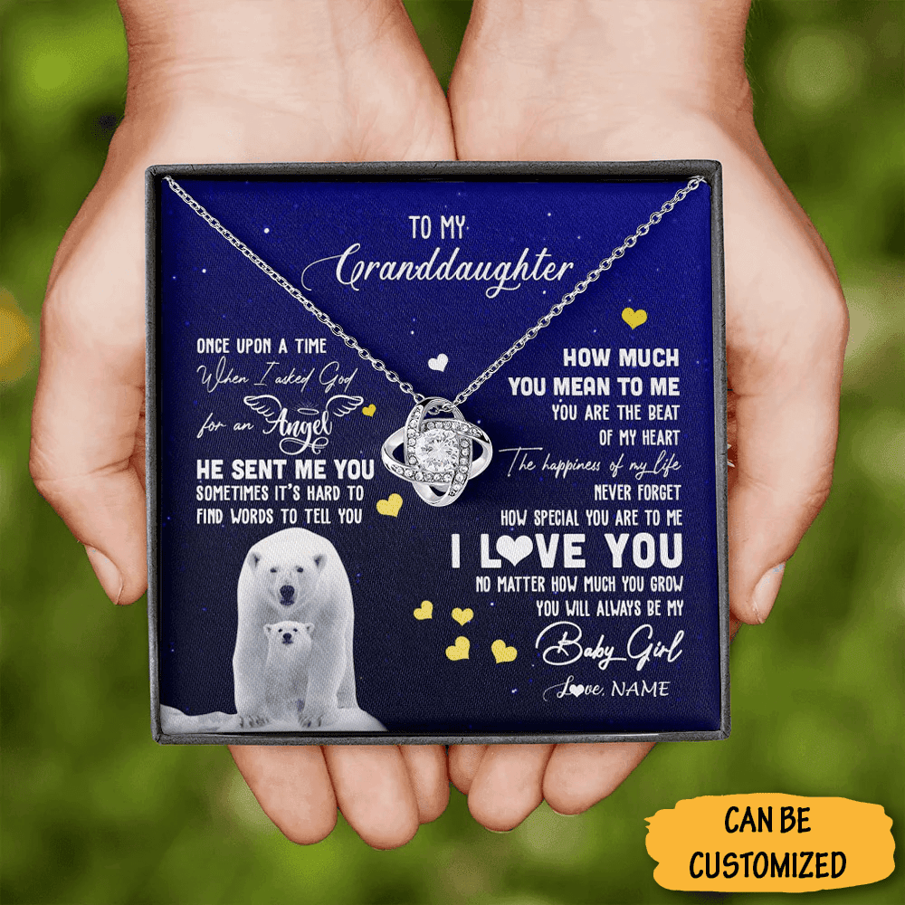 Custom Bear To My Granddaughter Necklace Sterling Silver Love Knot Necklace 18Th Birthday Granddaughter Gifts Custom Bear To My Granddaughter Necklace Sterling Silver Love Knot Necklace 18Th Birthday Granddaughter Gifts