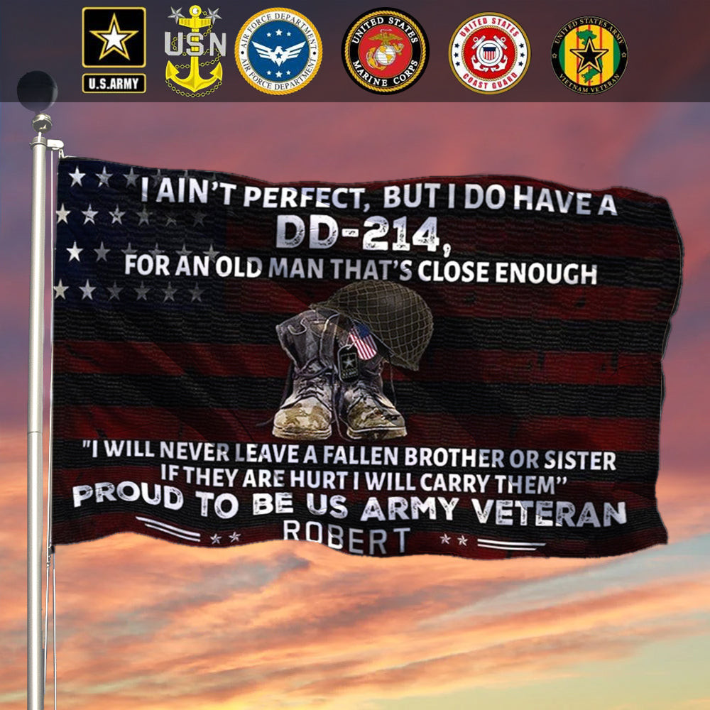Custom DD-214 Army Veteran Flag Yard Decorative Father's Day Gifts For Veterans