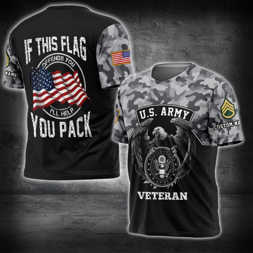Custom Eagle US Army Veteran Shirt If This Flag Offends You I'll Help You Pack T-Shirt Camo Custom Eagle US Army Veteran Shirt If This Flag Offends You I'll Help You Pack T-Shirt Camo