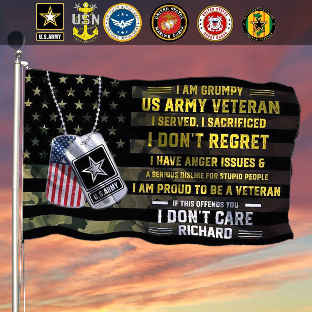 Custom I'm A Grumpy Veteran Flag Patriotic Proud To Be A Veteran Yard Flag Outdoor Decor Custom I'm A Grumpy Veteran Flag Patriotic Proud To Be A Veteran Yard Flag Outdoor Decor