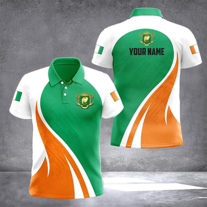 Custom Ivory Coast Coat Of Arms Flag Polo Shirt Ivory Coast Clothing Gifts For Ivorian Custom Ivory Coast Coat Of Arms Flag Polo Shirt Ivory Coast Clothing Gifts For Ivorian