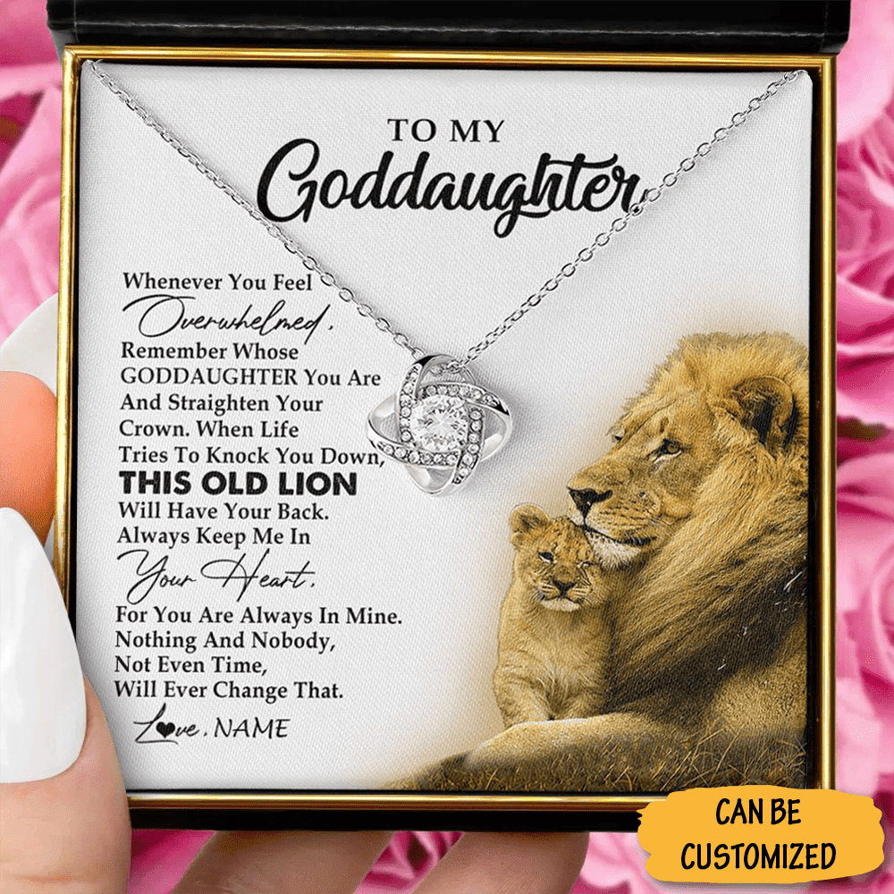 Custom Lion To My Goddaughter Love Knot Necklace From Godfather To Goddaughter Necklace Keepsake Xmas Gift Custom Lion To My Goddaughter Love Knot Necklace From Godfather To Goddaughter Necklace Keepsake Xmas Gift
