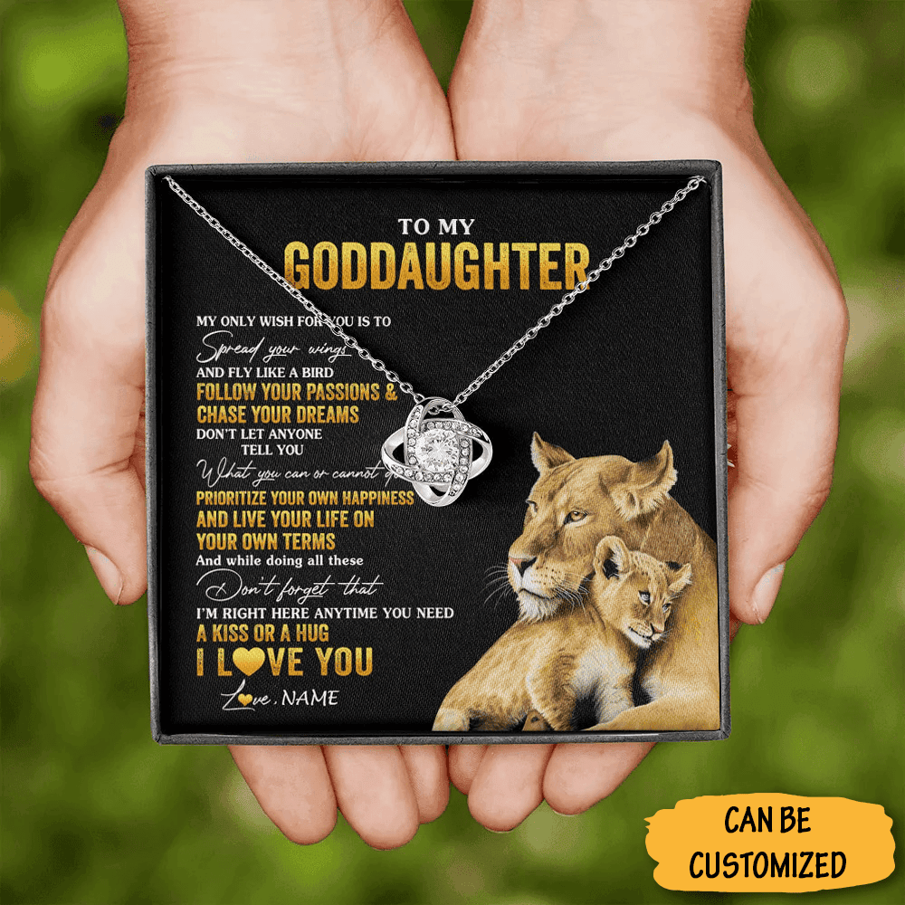 Custom Lion To My Goddaughter Necklace Silver Love Knot Necklace Best Present For Goddaughter Christmas Custom Lion To My Goddaughter Necklace Silver Love Knot Necklace Best Present For Goddaughter Christmas