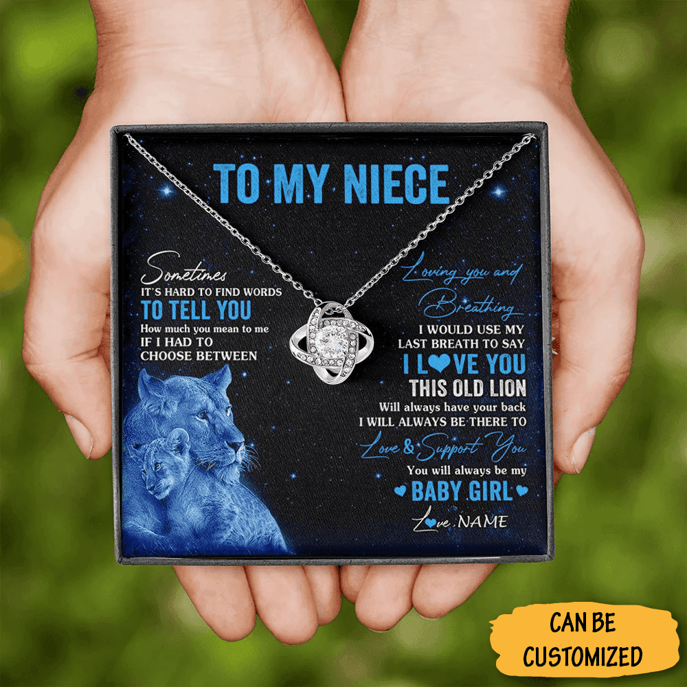 Custom Lion To My Niece Necklace Sterling Silver Love Knot Necklace Special Graduation Gifts For Niece
