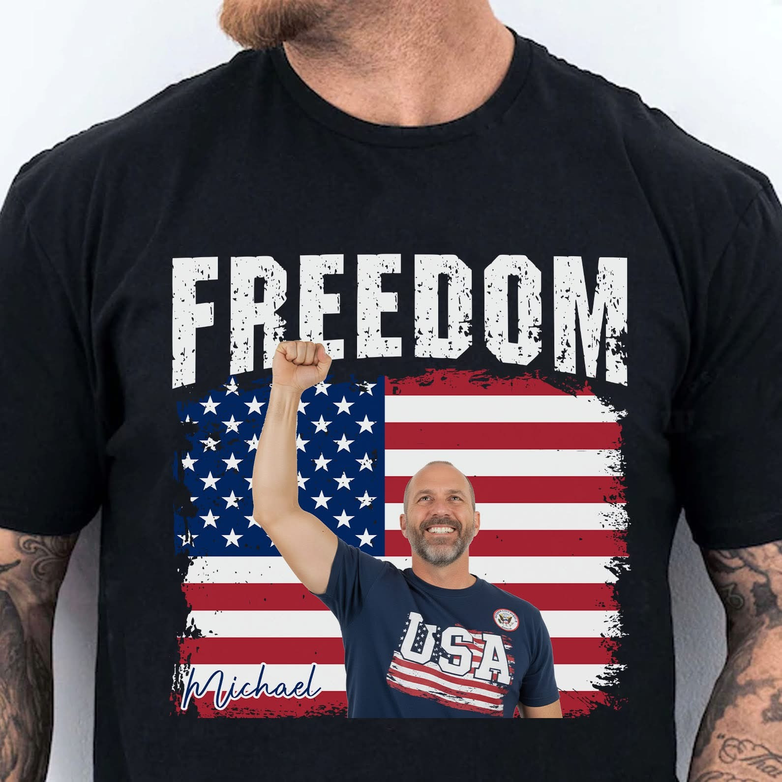 Custom Photo Freedom T-Shirt American Flag Shirt Patriotic Gifts For Brother Custom Photo Freedom T-Shirt American Flag Shirt Patriotic Gifts For Brother