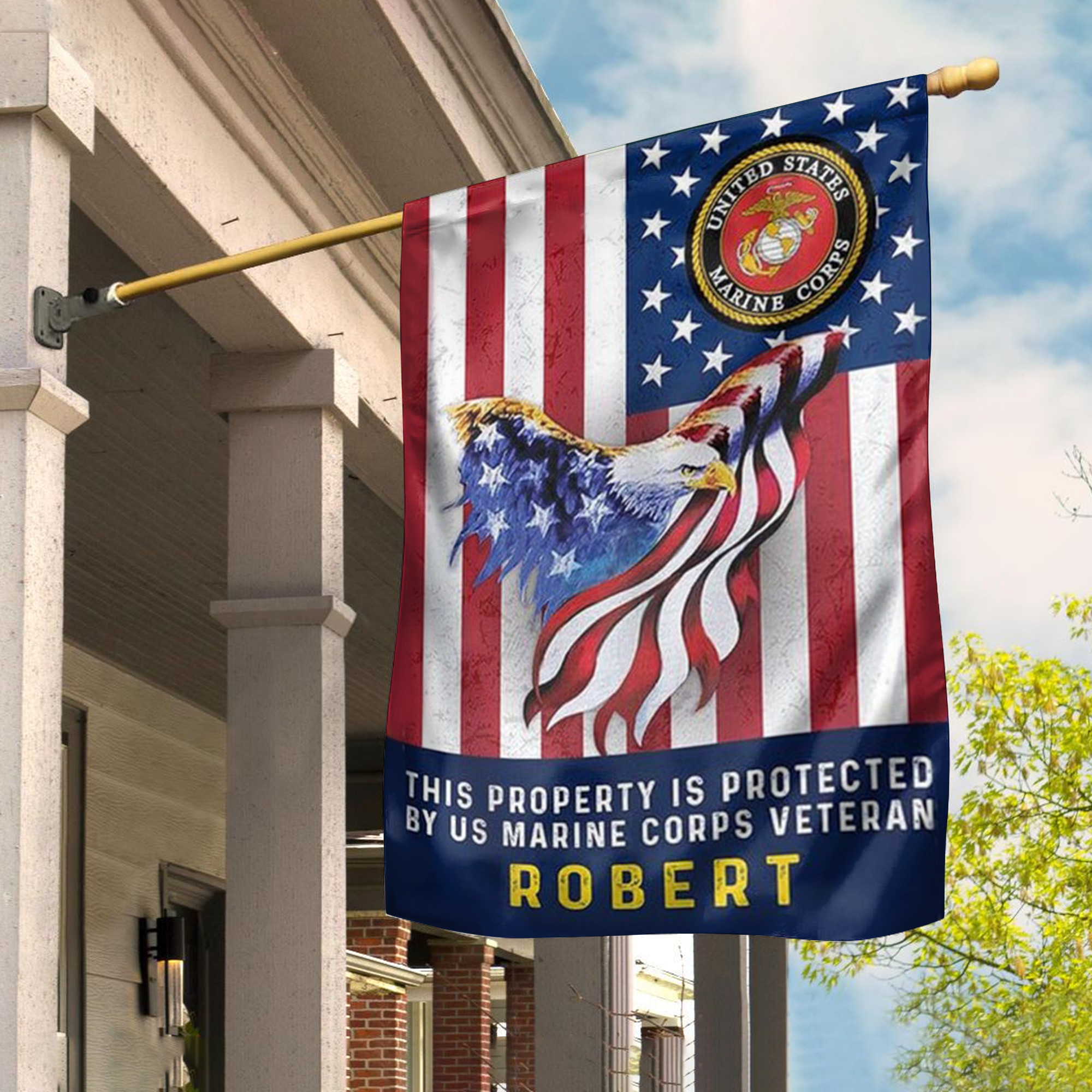 Custom This Property Is Protected By US Marine Corps Veteran Flag USA Eagle Patriotic Flag USMC Custom This Property Is Protected By US Marine Corps Veteran Flag USA Eagle Patriotic Flag USMC