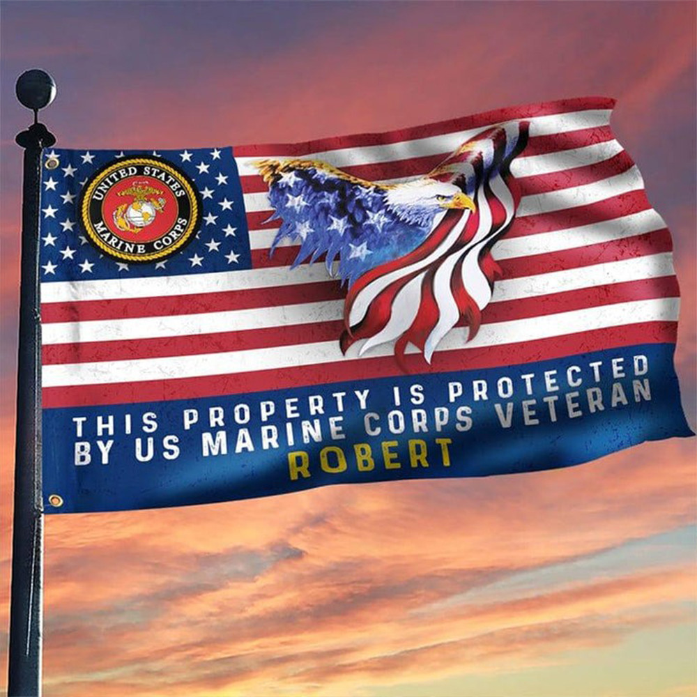 Custom This Property Is Protected By US Marine Corps Veteran Flag USA Eagle Patriotic Flag USMC Custom This Property Is Protected By US Marine Corps Veteran Flag USA Eagle Patriotic Flag USMC