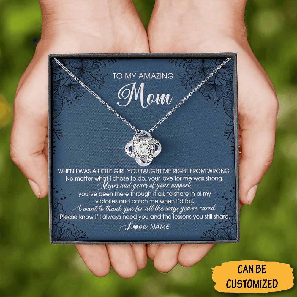 Custom To My Amazing Mom Necklace From Daughter Love Knot Silver Personalized Necklace For Mom Custom To My Amazing Mom Necklace From Daughter Love Knot Silver Personalized Necklace For Mom