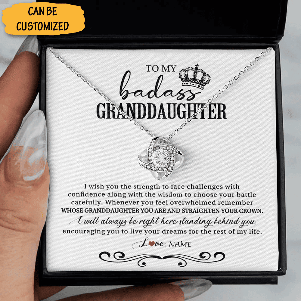 Custom To My Badass Granddaughter Necklace Love Knot Necklace Gift From Grandfather To Granddaughter Custom To My Badass Granddaughter Necklace Love Knot Necklace Gift From Grandfather To Granddaughter