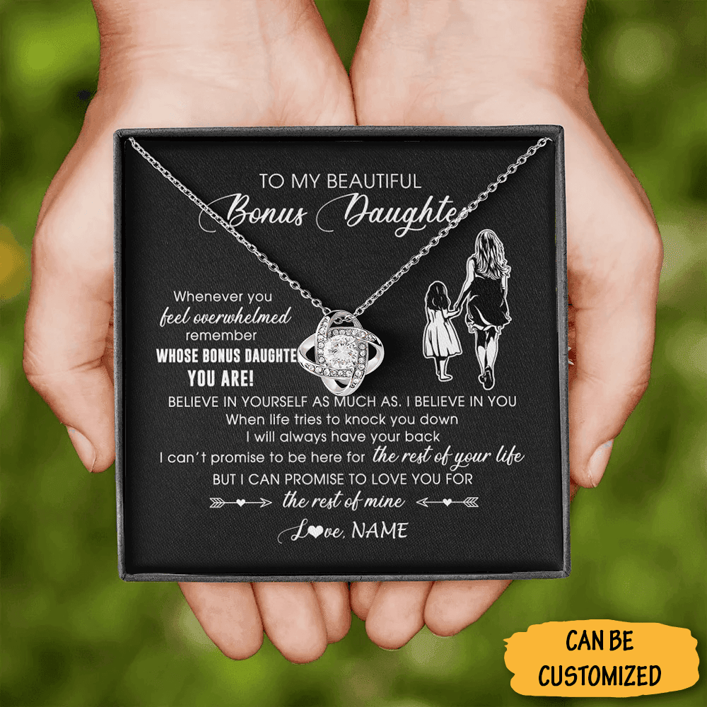 Custom To My Beautiful Bonus Daughter Necklace Sterling Silver Love Knot Necklace Bonus Daughter Gifts From Mom Custom To My Beautiful Bonus Daughter Necklace Sterling Silver Love Knot Necklace Bonus Daughter Gifts From Mom