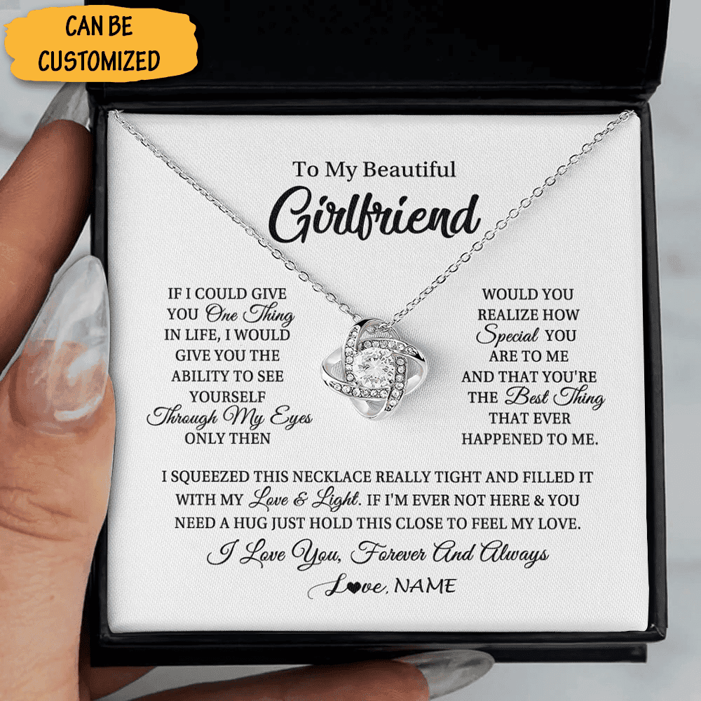 Custom To My Beautiful Girlfriend I Love You Necklace Love Knot Necklace Good Christmas Gifts For Girlfriend Custom To My Beautiful Girlfriend I Love You Necklace Love Knot Necklace Good Christmas Gifts For Girlfriend