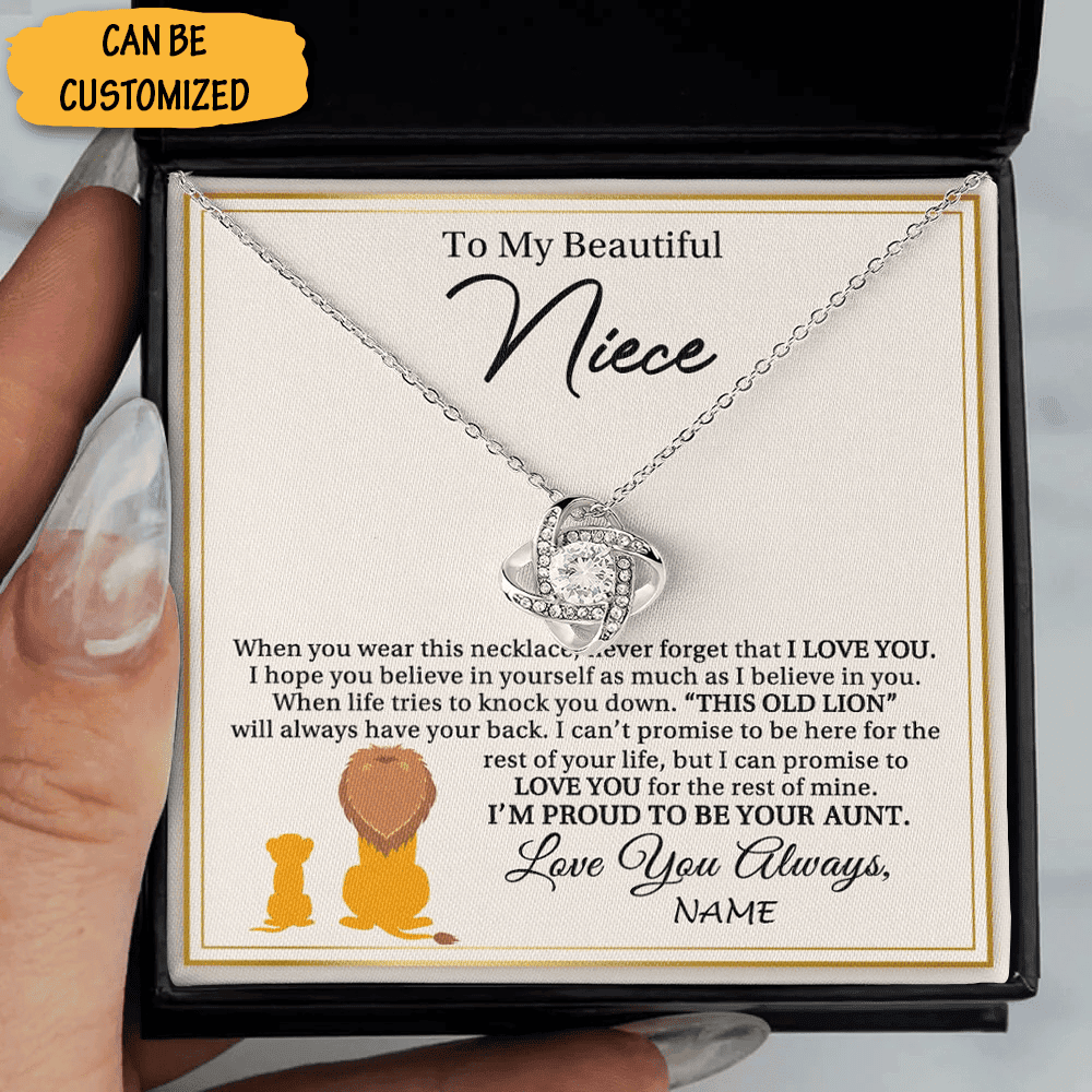Custom To My Beautiful Niece Necklace From Uncle This Lion Love Knot Silver Necklace 18Th Birthday Gift Ideas