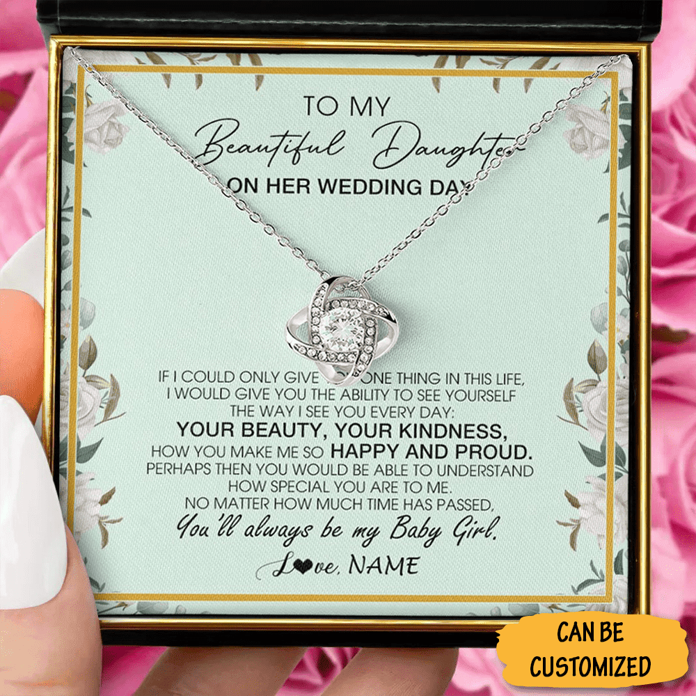 Custom To My Daughter On Her Wedding Day Necklace Silver Love Knot Necklace Special Gift To Daughter On Wedding Day