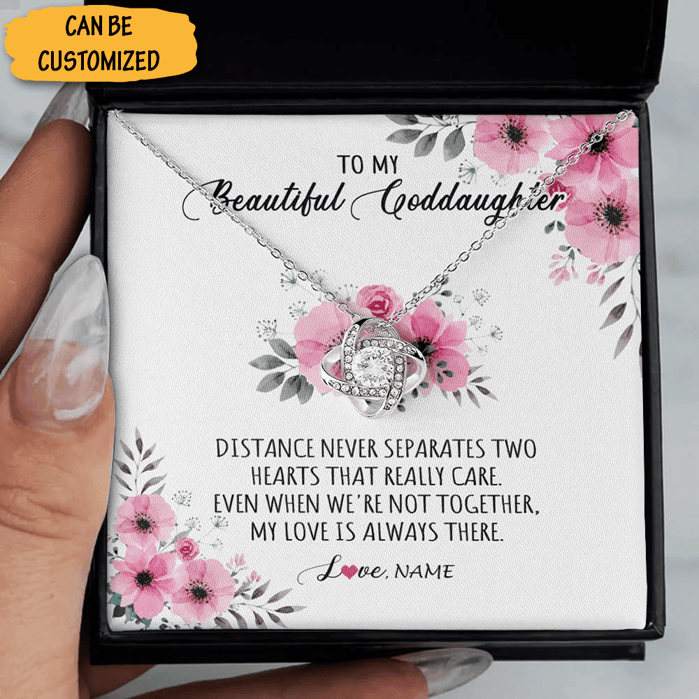 Custom To My Goddaughter Love Knot Necklace Message Jewelry Necklaces For Goddaughter Occasion Gifts