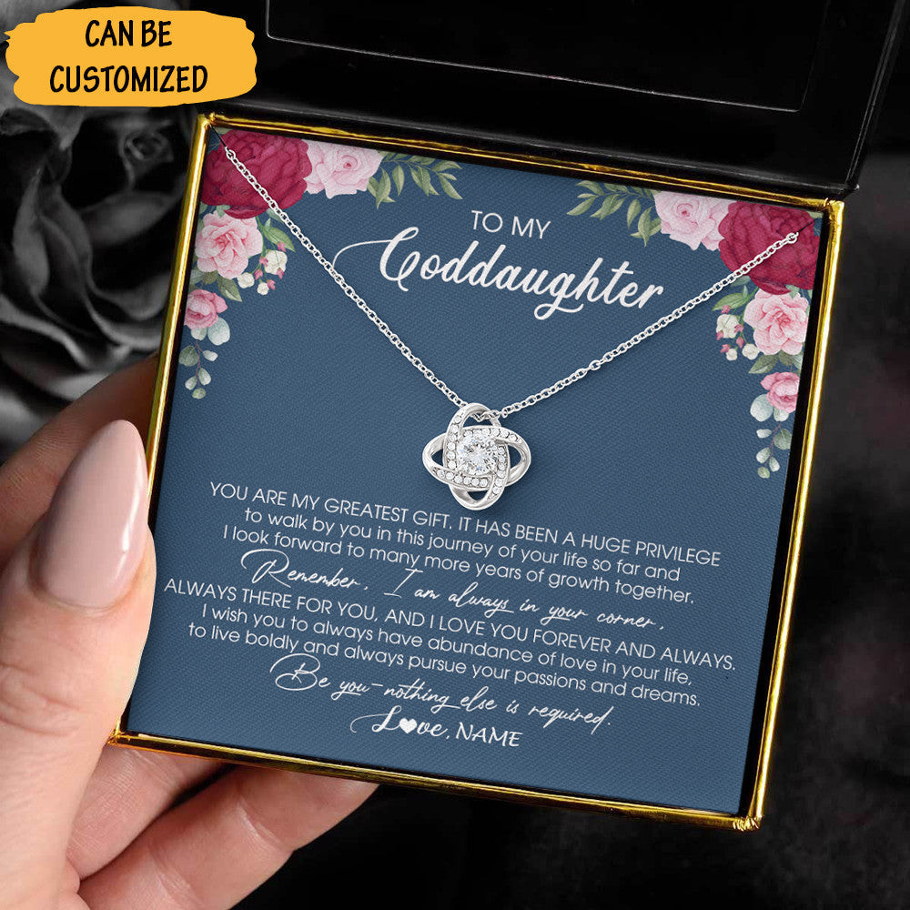 Custom To My Goddaughter Love Knot Silver Necklace Sterling Love Knot Pendant Jewellery Goddaughter Christmas Gifts